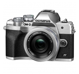 OLYMPUS OM-D E-M10 IV srebrn + 14-42mm 1:3.5-5.6 EZ pancake srebrne barve