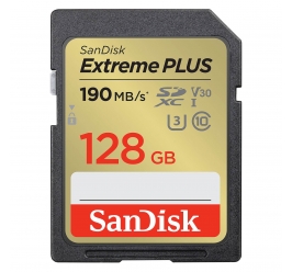 SDXC SANDISK 128GB EXTREME PLUS, 190/90MB/s, UHS-I, C10, U3, V30