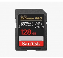 SDXC SANDISK 128GB EXTREME PRO, UHS-II, 280/100MB/s, V60, U3, C10