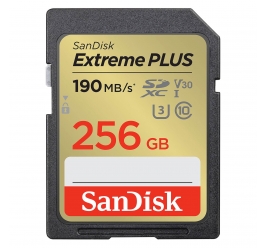 SDXC SANDISK 256GB EXTREME PLUS, 190/130MB/s, UHS-I, C10, U3, V30