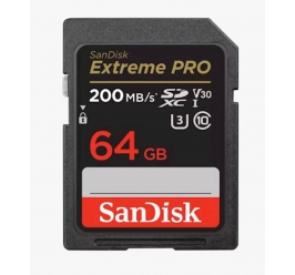 SDXC SANDISK 64GB EXTREME PRO, 200/90MB/s, UHS-I, C10, U3, V30