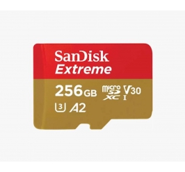 SDXC SANDISK MICRO 256GB EXTREME, 190/130MB/s, A2, UHS-I, C10, V30, U3, adapter