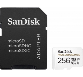 SDXC SANDISK MICRO 256GB HIGH ENDURANCE VIDEO, 100/40MB/s, UHS-I, U3, C10, V30, adapter