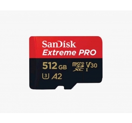 SDXC SANDISK MICRO 512GB EXTREME PRO, 200/140MB/s, A2, UHS-I, C10, V30, U3, adapter