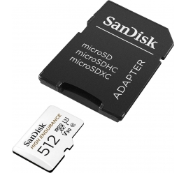 SDXC SANDISK MICRO 512GB HIGH ENDURANCE VIDEO, 100/40MB/s, UHS-I, U3, C10, V30, adapter