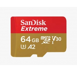 SDXC SANDISK MICRO 64GB EXTREME, 170/80MB/s, A2, U3, V30, C10, UHS-I, adapter
