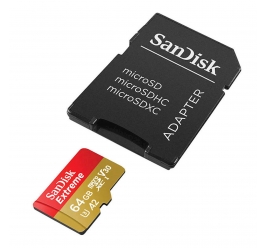 SDXC SANDISK MICRO 64GB EXTREME KAMERA/DRON, 170/80MB/s, A2, UHS-I, V30, C10, U3, adapter